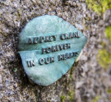 Bespoke bronze leaf on granite rock